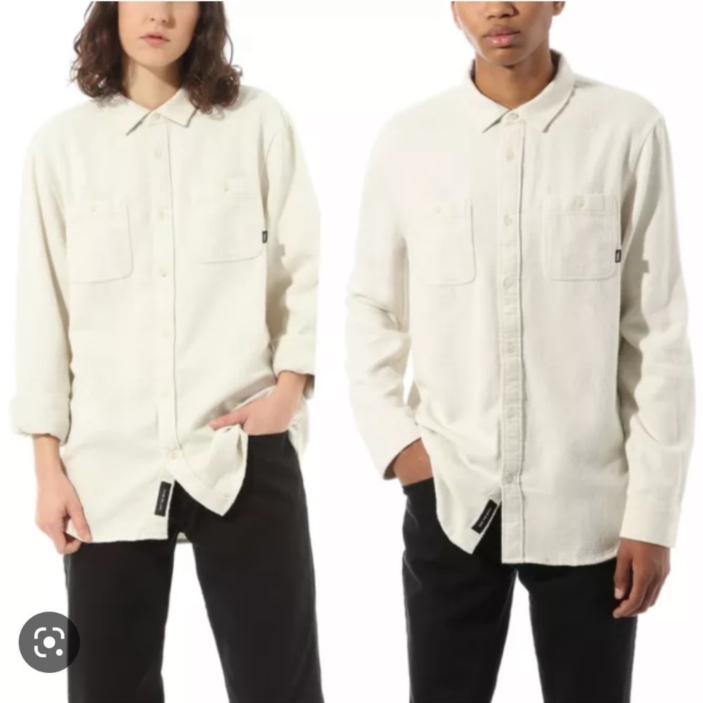 VANS Off The Wall Unisex Antique White Kyle Walker L/S Flannel Shirt, Size M